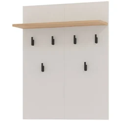 Appendiabiti Beige Marrone Rovere set Fissaggio a Muro Incluso 6 Ganci 83h cm, Installazione a Muro - Igliano