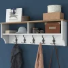 Appendiabiti Bianco Marrone Rovere 5 Ganci Installazione a Muro 37h cm, Colore Struttura Marrone - Magherno