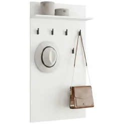 Appendiabiti Bianco Nero set Fissaggio a Muro Incluso 6 Ganci 115h cm, Installazione a Muro - Gonars