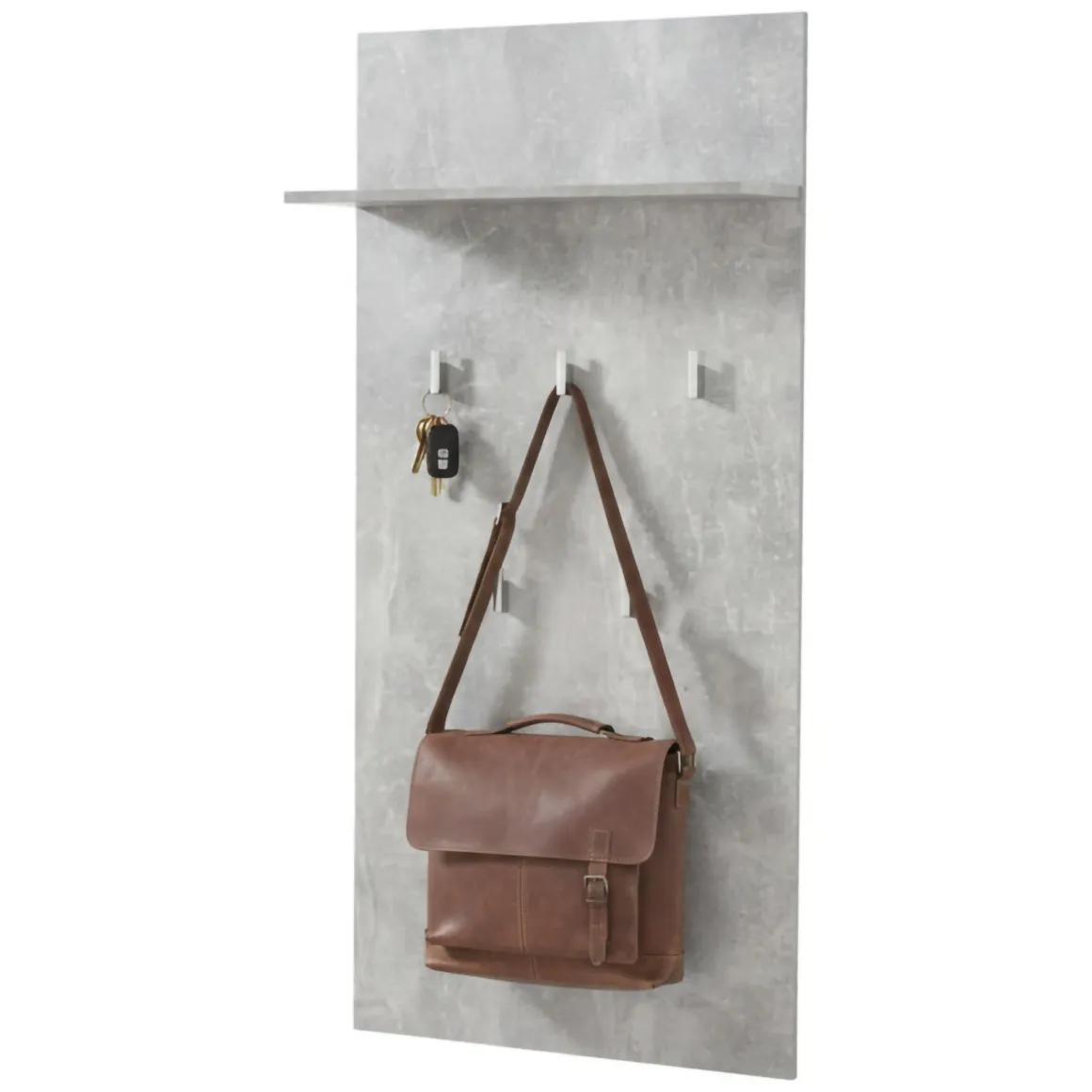 Appendiabiti Grigio Cemento set Fissaggio a Muro Incluso 5 Ganci 137h cm, Installazione a Muro - Traves