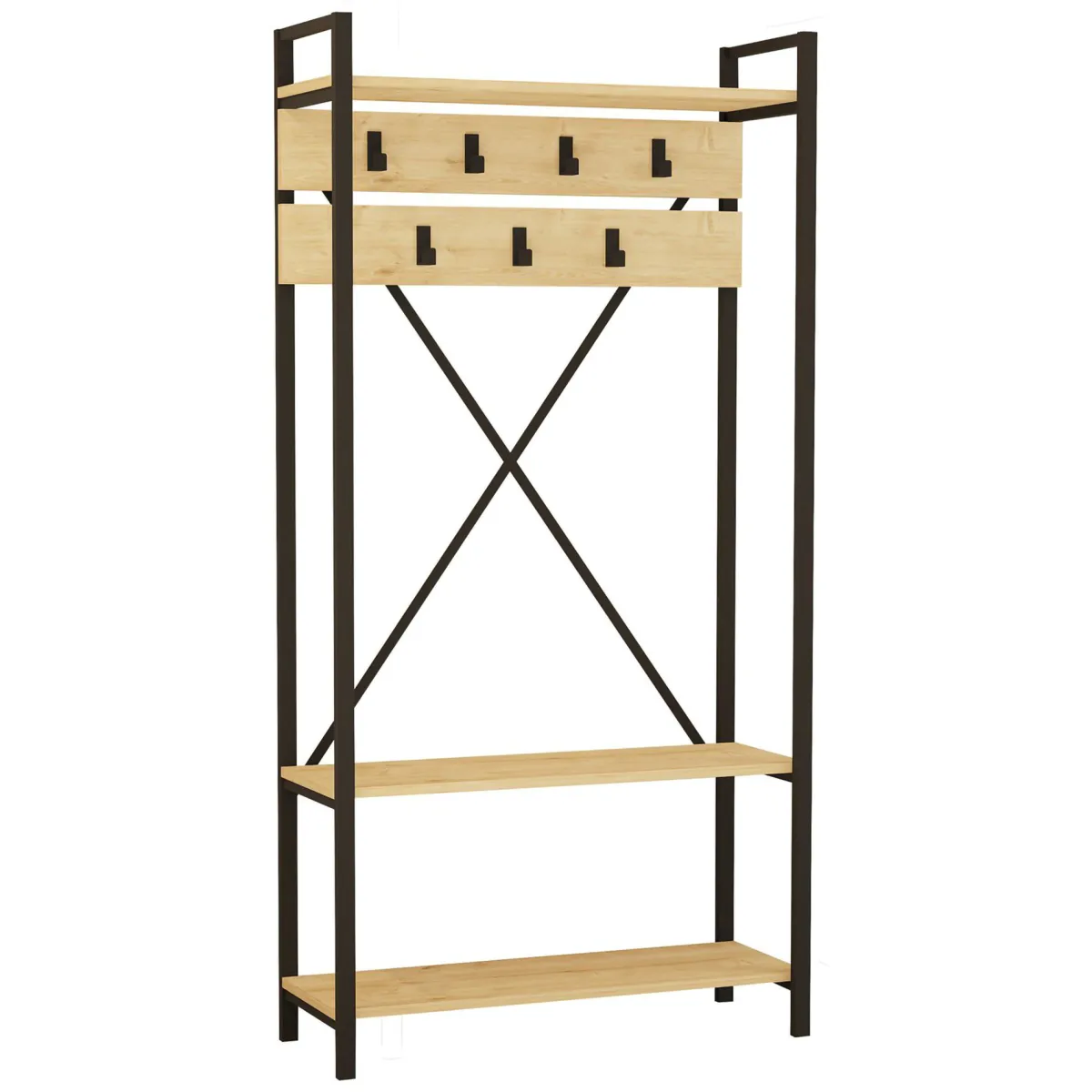 Attaccapanni > Dmora Appendiabiti Marrone Antracite Nero 7 Ganci Installazione a Terra 180h cm, Colore Struttura Nero - Celiera Nero, Marrone Antracite