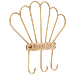 Attaccapanni > Dmora Appendiabiti Finitura in Rattan Color Bamboo Naturale 3 Ganci 33h cm, Installazione Sospeso - Danatala Marrone