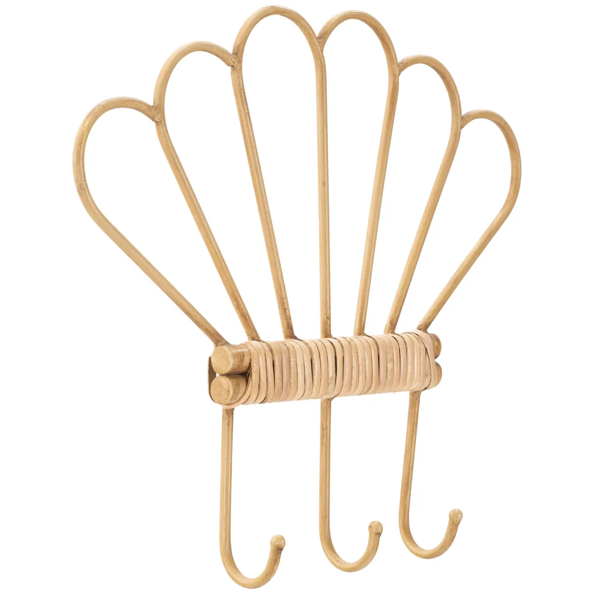 Attaccapanni > Dmora Appendiabiti Finitura in Rattan Color Bamboo Naturale 3 Ganci 33h cm, Installazione Sospeso - Danatala Marrone