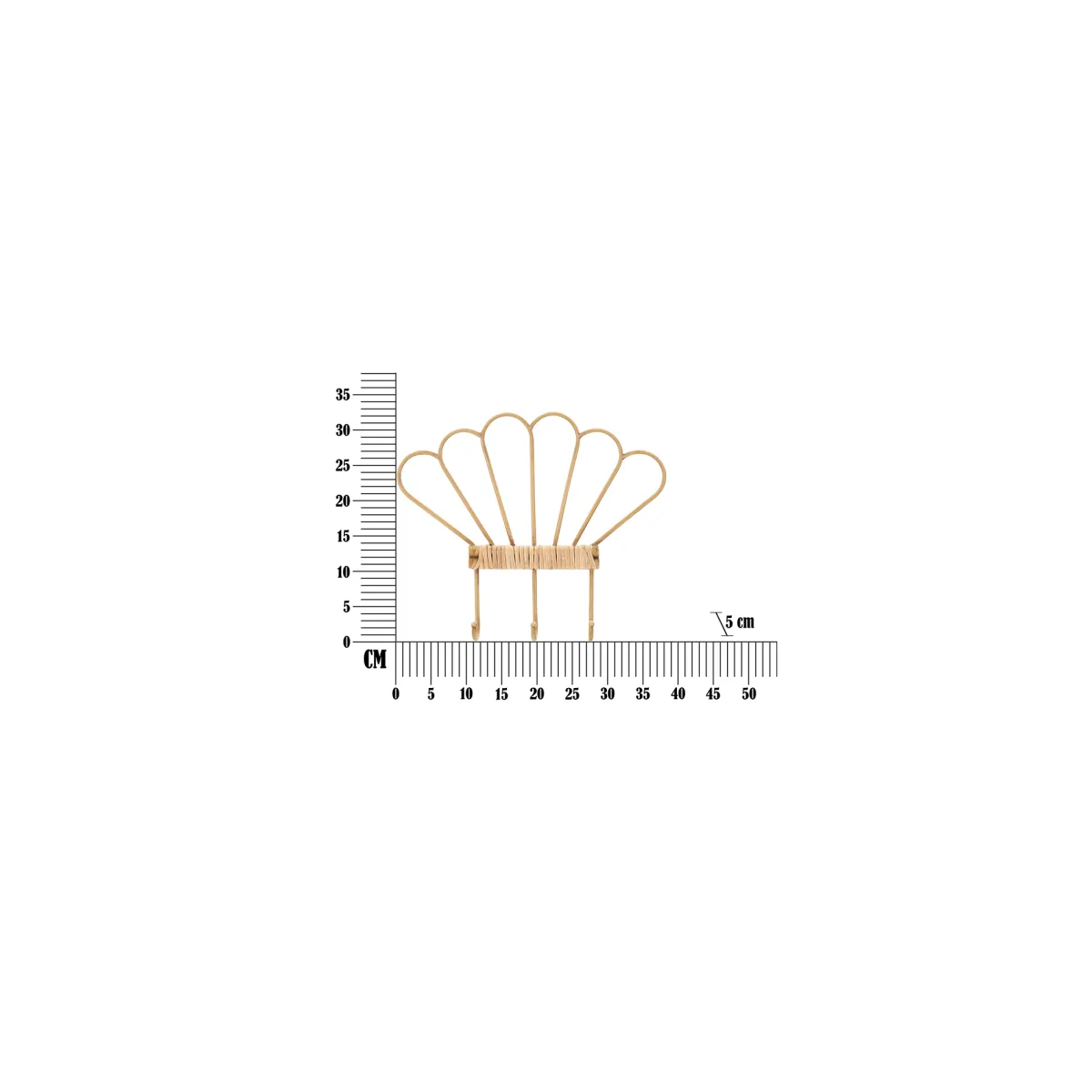 Attaccapanni > Dmora Appendiabiti Finitura in Rattan Color Bamboo Naturale 3 Ganci 33h cm, Installazione Sospeso - Danatala Marrone