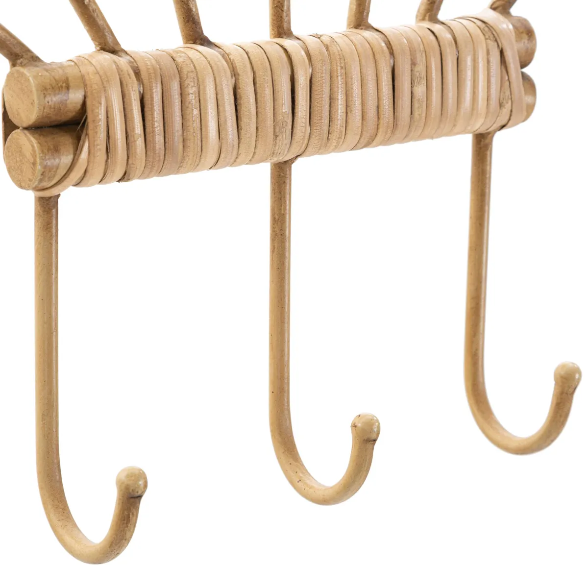 Attaccapanni > Dmora Appendiabiti Finitura in Rattan Color Bamboo Naturale 3 Ganci 33h cm, Installazione Sospeso - Danatala Marrone