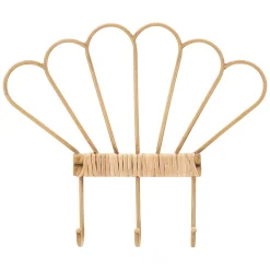 Attaccapanni > Dmora Appendiabiti Finitura in Rattan Color Bamboo Naturale 3 Ganci 33h cm, Installazione Sospeso - Danatala Marrone