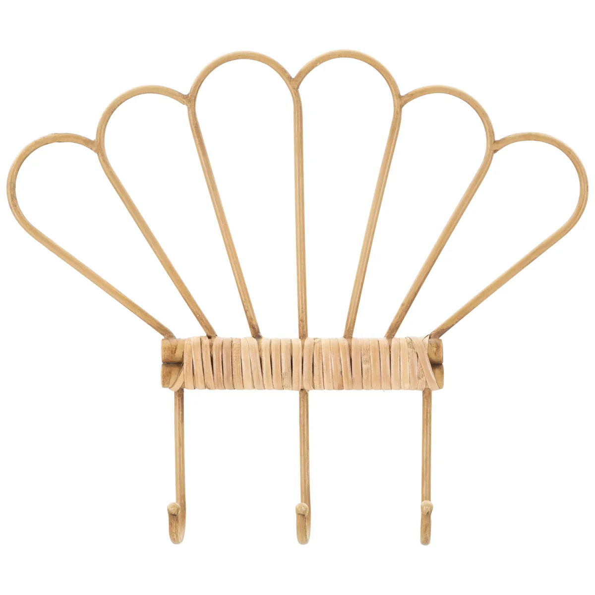 Attaccapanni > Dmora Appendiabiti Finitura in Rattan Color Bamboo Naturale 3 Ganci 33h cm, Installazione Sospeso - Danatala Marrone