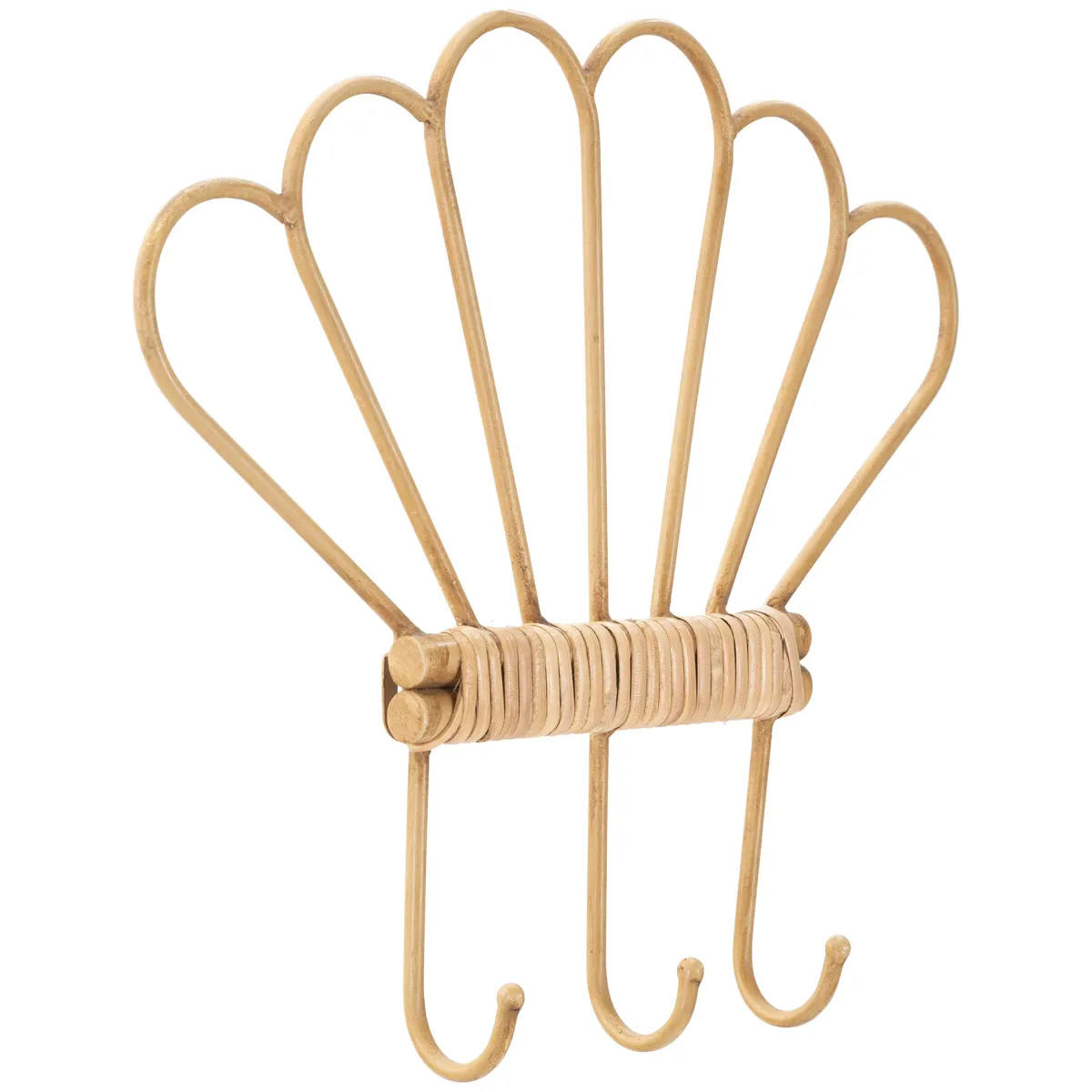 Attaccapanni > Dmora Appendiabiti Finitura in Rattan Color Bamboo Naturale 3 Ganci 33h cm, Installazione Sospeso - Danatala Marrone