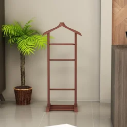Appendiabiti Marrone Noce Installazione a Terra Sfumatura Colore Struttura Noce 120h cm, - Oulux