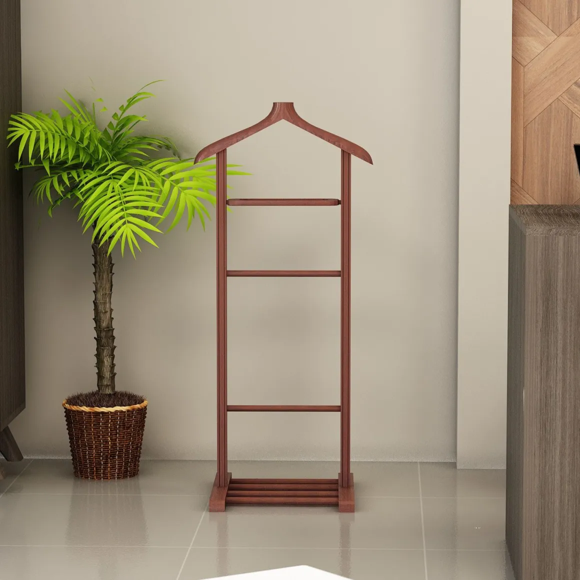 Appendiabiti Marrone Noce Installazione a Terra Sfumatura Colore Struttura Noce 120h cm, - Oulux