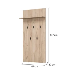 Appendiabiti Marrone Rovere Nero set Fissaggio a Muro Incluso 5 Ganci 137h cm, Installazione a Muro - Rovella