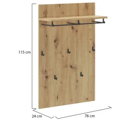 Appendiabiti Marrone Rovere Nodi 5 Ganci Installazione Sospesa, Materiale Struttura in Metallo - Chianni