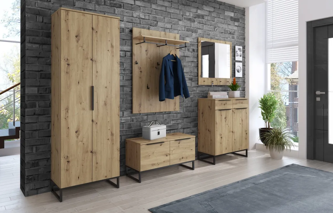 Appendiabiti Marrone Rovere Nodi 5 Ganci Installazione Sospesa, Materiale Struttura in Metallo - Chianni