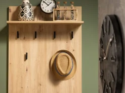 Appendiabiti Marrone Rovere Nodi Nero set Fissaggio a Muro Incluso 6 Ganci 83h cm, Installazione a Muro - Ortelle