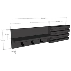 Attaccapanni > Dmora Appendiabiti 3 Ganci Installazione a Muro 20h cm, Sfumatura Colore Struttura Antracite - Mandas Nero Antracite