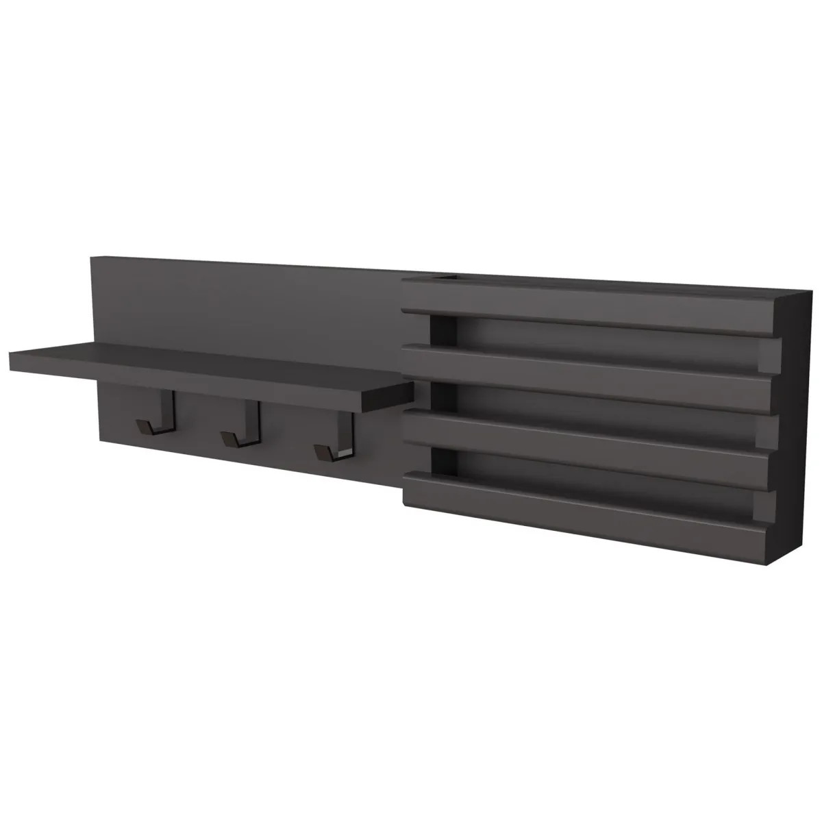 Attaccapanni > Dmora Appendiabiti 3 Ganci Installazione a Muro 20h cm, Sfumatura Colore Struttura Antracite - Mandas Nero Antracite