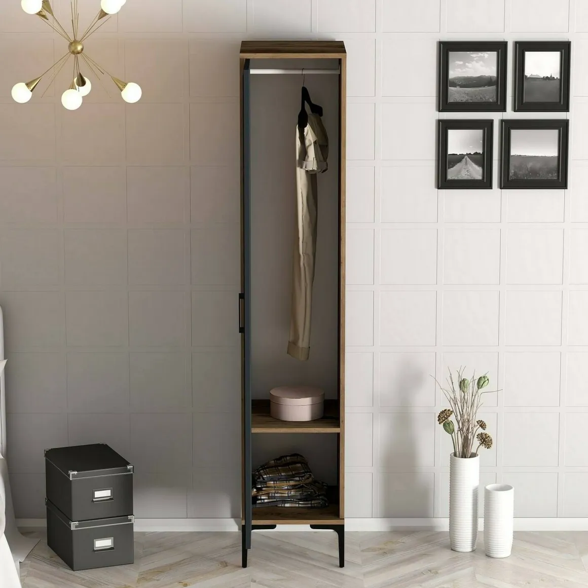 Armadio antracite e noce slim 40x47h cm - Giusta