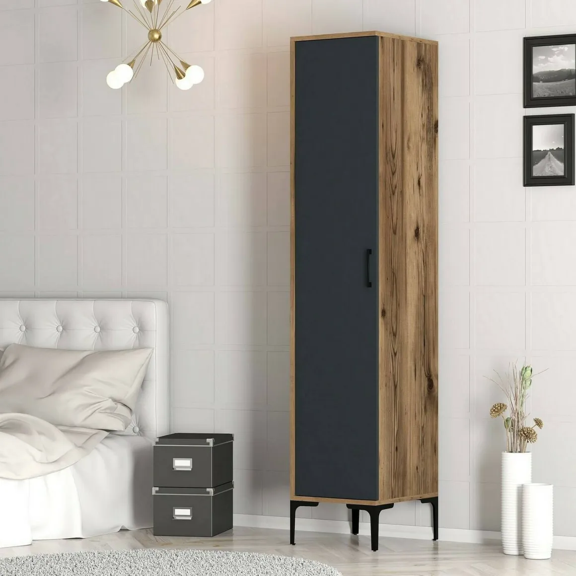 Armadio antracite e noce slim 40x47h cm - Giusta