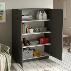 Armadi Multiuso 2 Ante|Camera Da Letto > Dmora Armadio antracite multiuso 120x126h cm - Aulla Grigio Antracite
