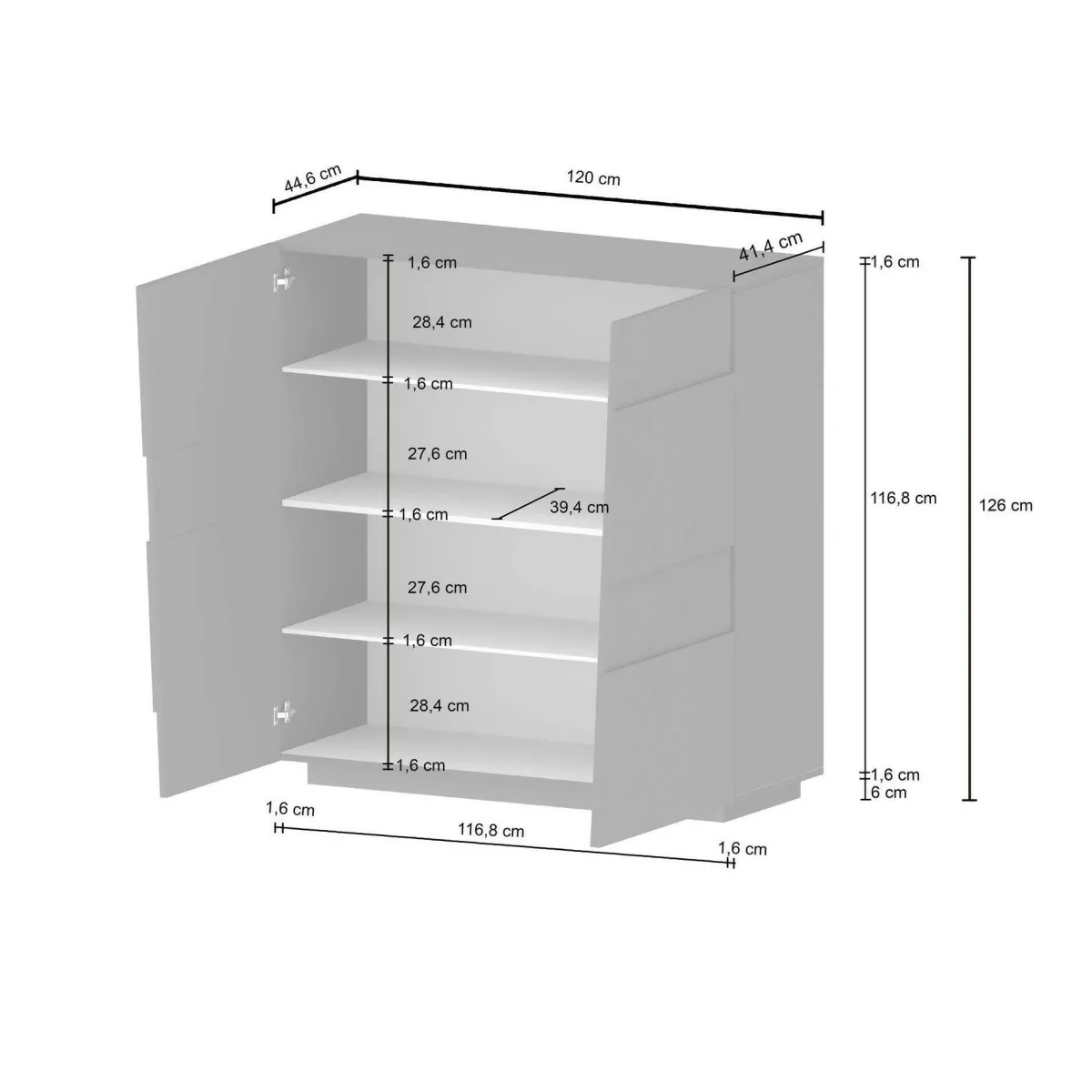 Armadi Multiuso 2 Ante|Camera Da Letto > Dmora Armadio antracite multiuso 120x126h cm - Aulla Grigio Antracite