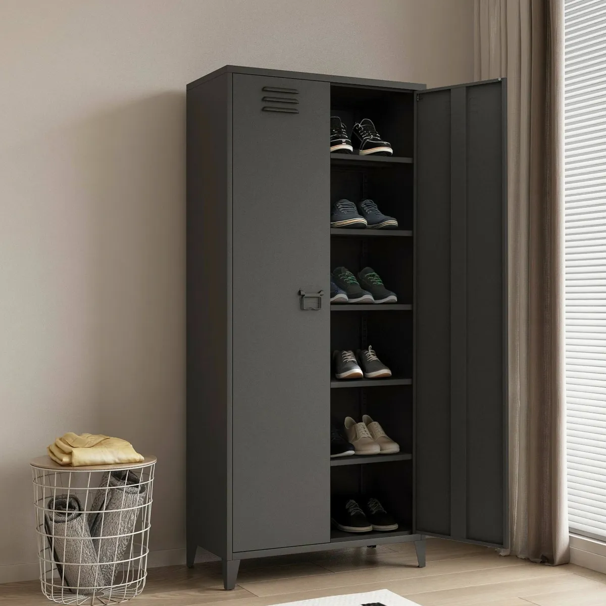 Armadi Multiuso 2 Ante > Dmora Armadio ardesia ante battenti 80x180h cm - Pezzaze Grigio Ardesia