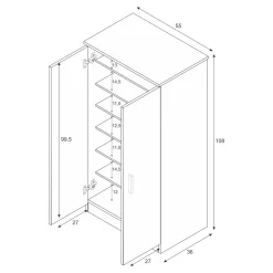 Armadio bianco ante battenti 55x108h cm - Akimera