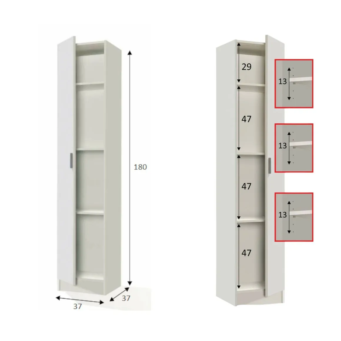 Armadio bianco bagno 37x180h cm - Alexander