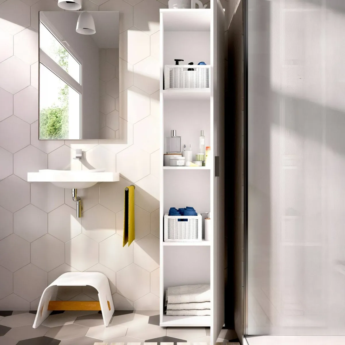 Armadi Multiuso 1 Anta|Camera Da Letto > Dmora Armadio bagno 39x190h cm - Arrow Bianco