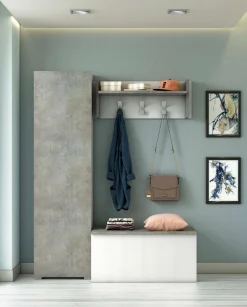 Armadi Multiuso 1 Anta|Camera Da Letto > Dmora Armadio bianco e cemento 1 anta 50x182h cm - Abuela Bianco, Grigio Cemento
