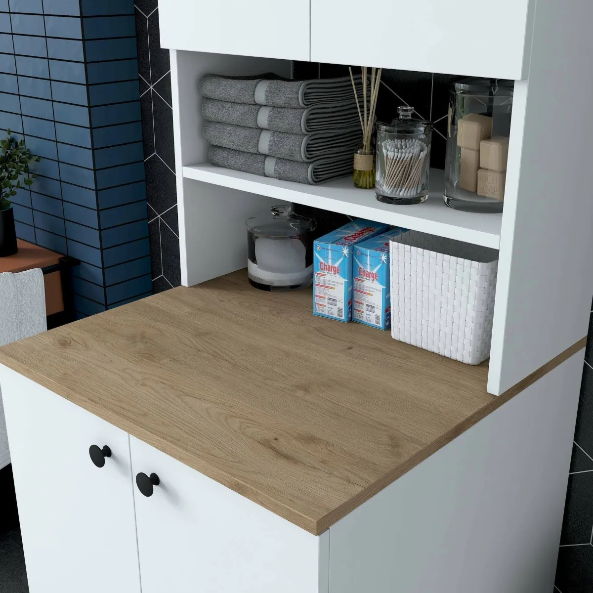 Altri Armadi Multiuso|Camera Da Letto > Dmora Armadio bianco e noce multifunzione 70x183h cm - Marty Marrone, Bianco Noce