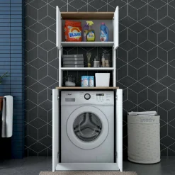 Altri Armadi Multiuso|Camera Da Letto > Dmora Armadio bianco e noce multifunzione 70x183h cm - Marty Marrone, Bianco Noce