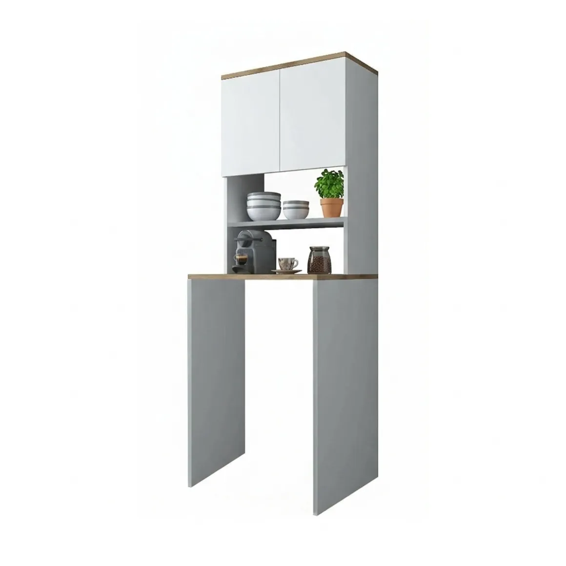 Armadio bianco e noce multiuso 65x183h cm - Fiamma