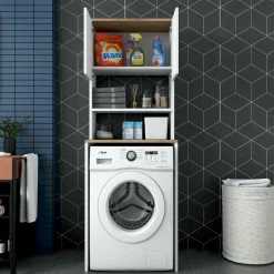 Armadio bianco e noce multiuso 65x183h cm - Fiamma