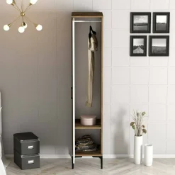 Armadi Multiuso 1 Anta|Camera Da Letto > Dmora Armadio bianco e noce slim 40x47h cm - Giusta Marrone, Bianco Noce