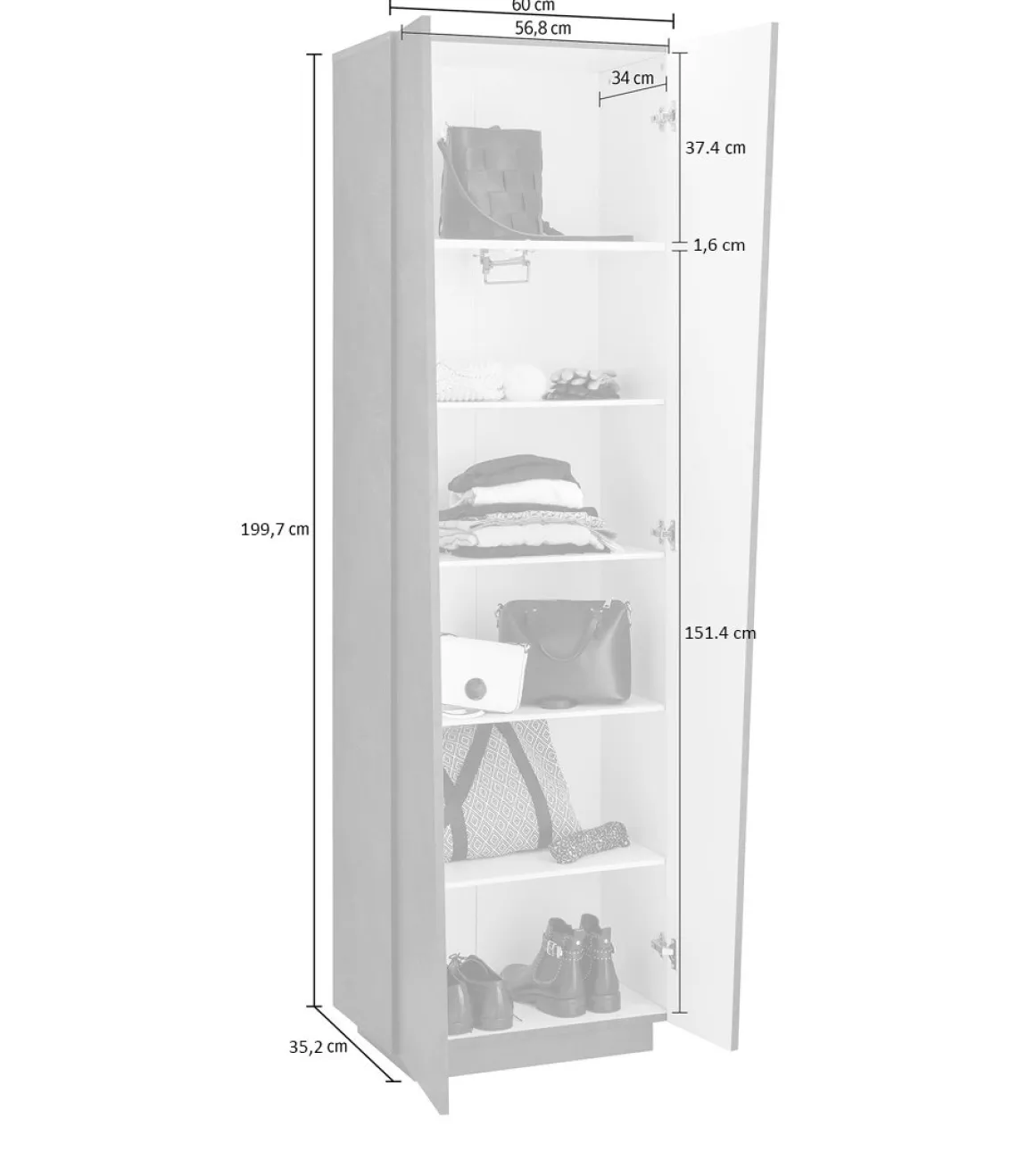 Altri Armadi Multiuso > Dmora Armadio 4 ante 68x180h cm - Eridano Bianco Lucido