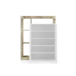 Armadi Multiuso 2 Ante > Dmora Armadio bianco lucido e rovere ante battenti 78x116h cm - Cipresso Marrone Rovere, Bianco Lucido