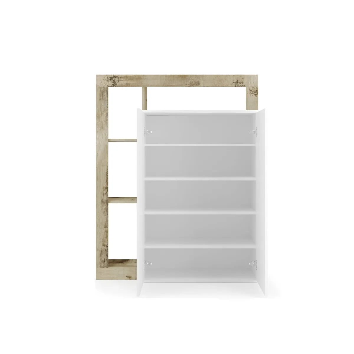 Armadi Multiuso 2 Ante > Dmora Armadio bianco lucido e rovere ante battenti 78x116h cm - Cipresso Marrone Rovere, Bianco Lucido