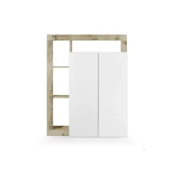 Armadi Multiuso 2 Ante > Dmora Armadio bianco lucido e rovere ante battenti 78x116h cm - Cipresso Marrone Rovere, Bianco Lucido