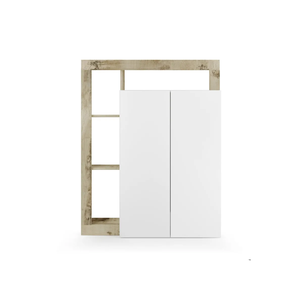 Armadi Multiuso 2 Ante > Dmora Armadio bianco lucido e rovere ante battenti 78x116h cm - Cipresso Marrone Rovere, Bianco Lucido