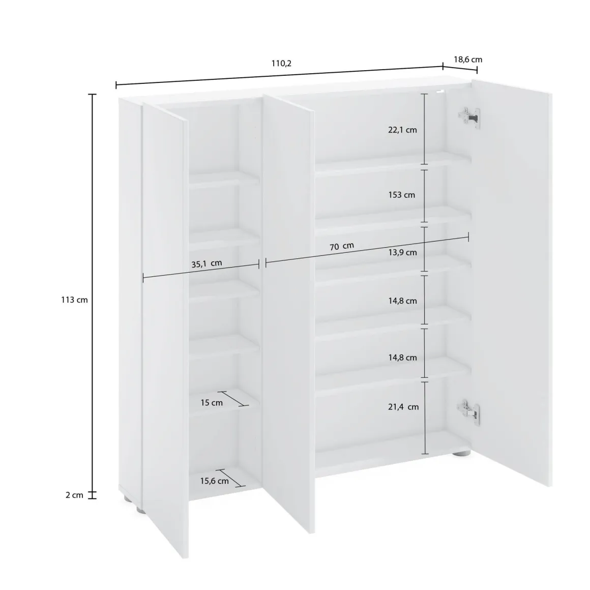 Armadio bianco lucido multiuso 110x115h cm - Onice