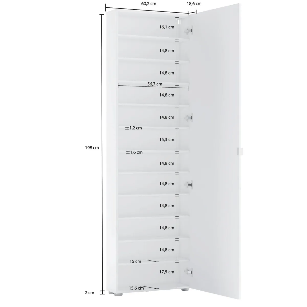 Armadi Multiuso 1 Anta > Dmora Armadio salvaspazio 60x200h cm - Ippolita Bianco Lucido