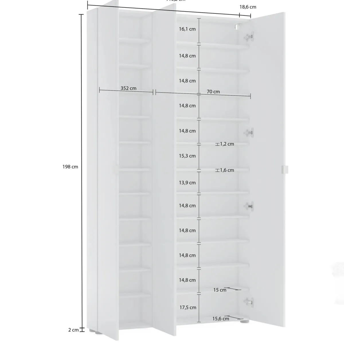 Altri Armadi Multiuso > Dmora Armadio slim 11x200h cm - Enza Bianco Lucido