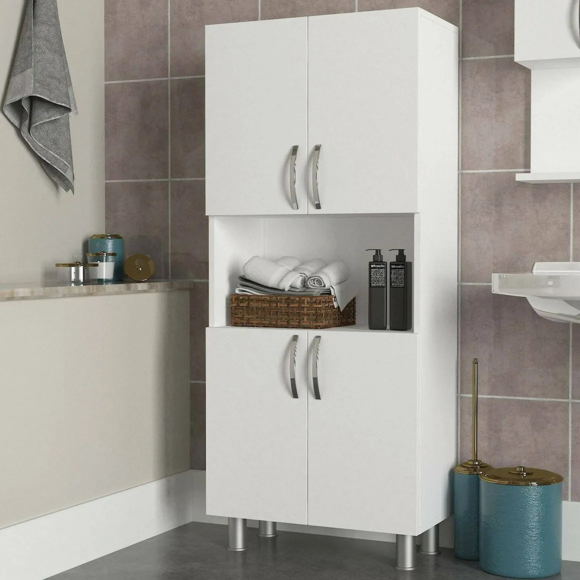 Armadio bianco multifunzione 59x140h cm - Tchoo