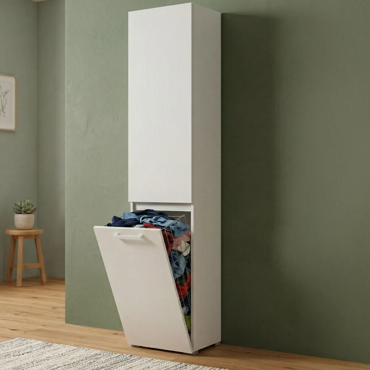 Armadi Multiuso 2 Ante|Camera Da Letto > Dmora Armadio portabiancheria 45x195h cm - Aro Bianco