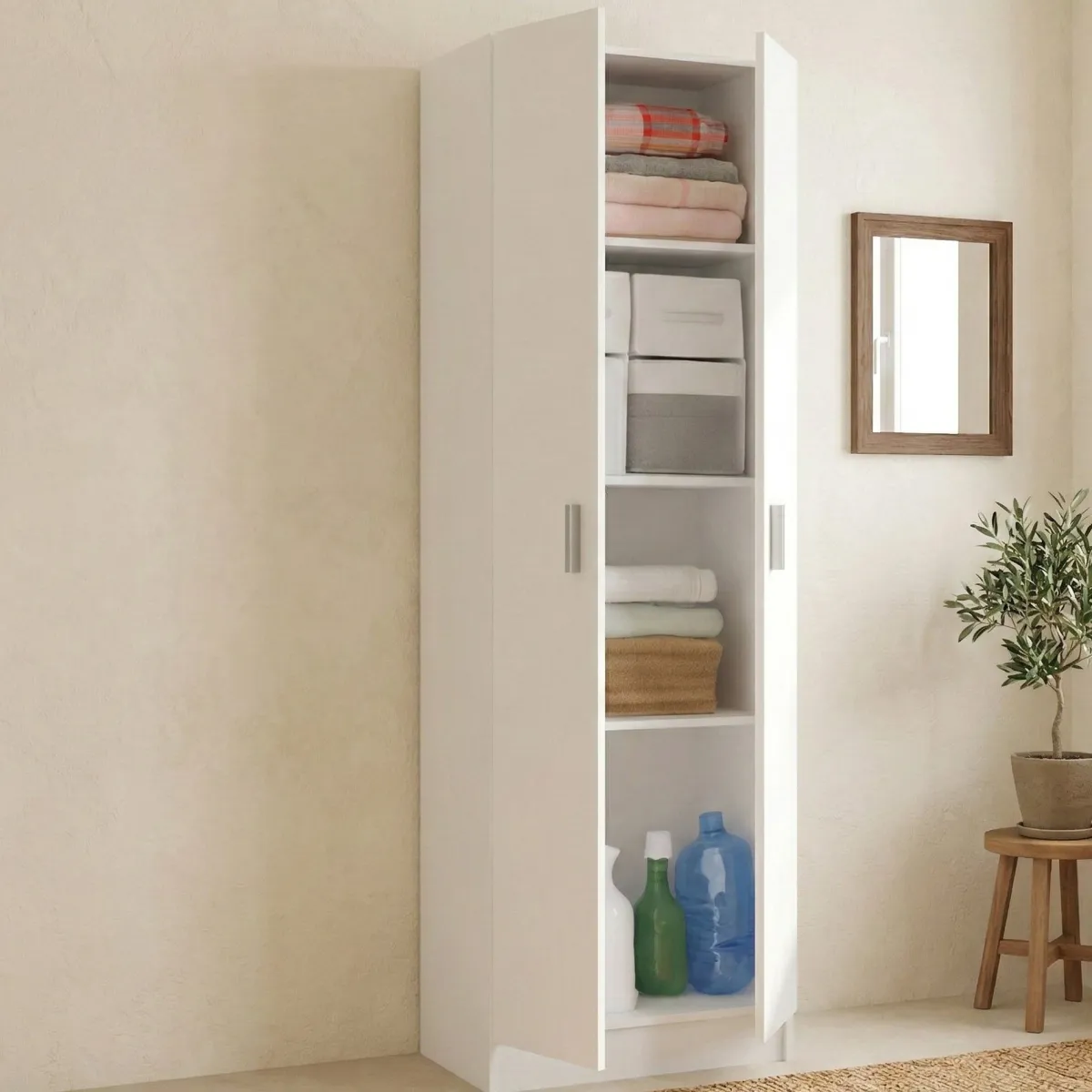 Armadi Multiuso 2 Ante|Camera Da Letto > Dmora Armadio sgabuzzino 59x180h cm - Aragorn Bianco