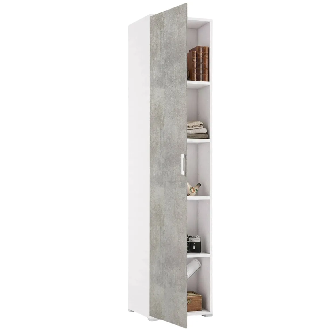 Armadio cemento e bianco 1 anta 45x195h cm - Aloise