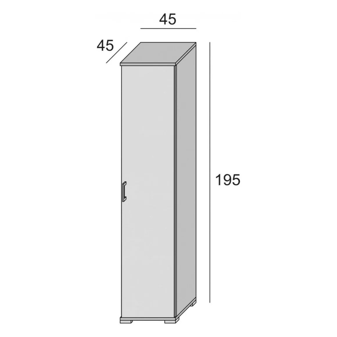 Armadio cemento e bianco 1 anta 45x195h cm - Aloise