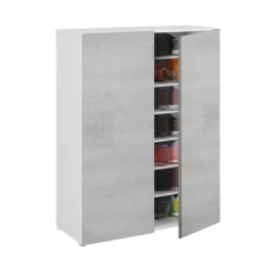 Armadi Multiuso 2 Ante|Bagno > Dmora Armadio cemento e bianco 2 ante 72x103h cm - Athenodora Bianco, Grigio Cemento