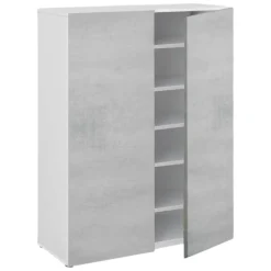 Armadi Multiuso 2 Ante|Bagno > Dmora Armadio cemento e bianco 2 ante 72x103h cm - Athenodora Bianco, Grigio Cemento