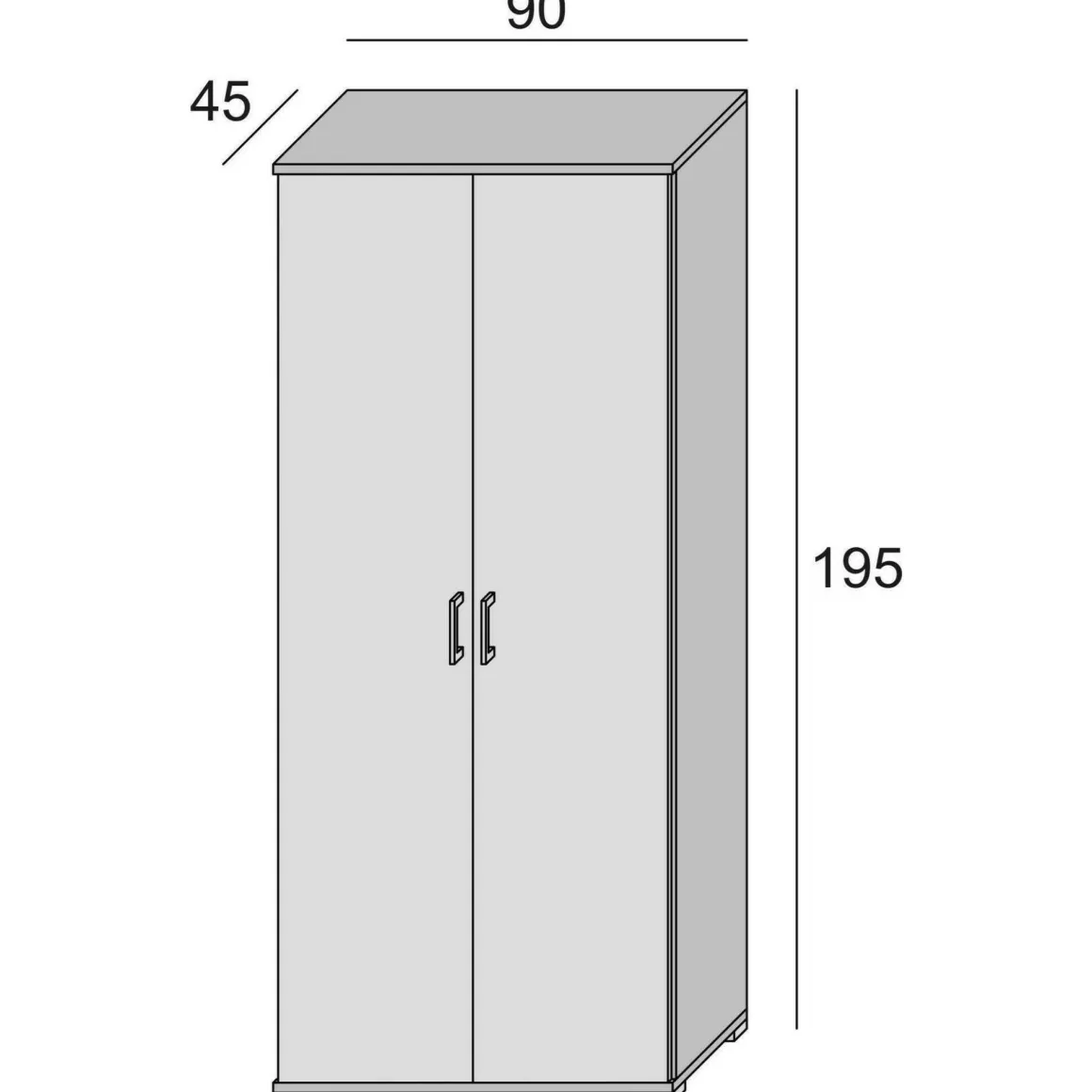 Armadio cemento e bianco 2 ante 90x195h cm - Aliosha